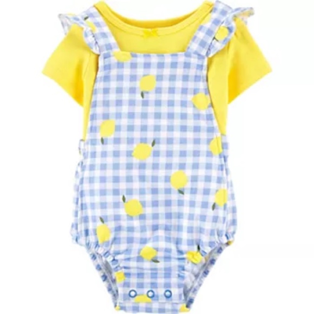 3 MONTHS | Yellow Lemon bubble romper tee set Carter’s baby girl